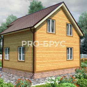 Проект дома из бруса 7 на 8 с мансардой БД-135 вид справа