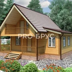 Проект дома из бруса 8 на 8 с мансардой БД-136 главный вид