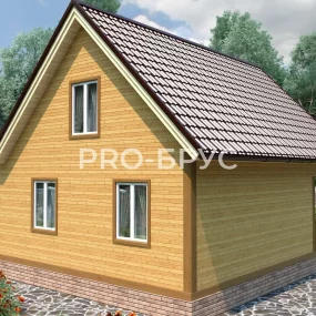 Проект дома из бруса 8 на 8 с мансардой БД-136 вид слева