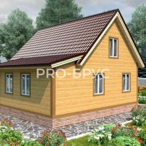 Проект дома из бруса 8 на 8 с мансардой БД-136 вид справа