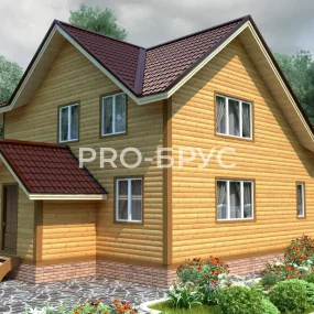 Проект дома из бруса 11 на 12 двухэтажный БД-137 вид слева