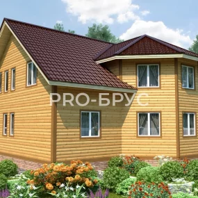 Проект дома из бруса 11 на 12 двухэтажный БД-137 вид справа