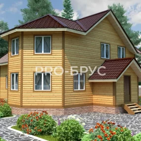 Проект дома из бруса 11 на 12 двухэтажный БД-137 главный вид