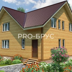 Проект дома из бруса 11 на 12 двухэтажный БД-137 вид спереди