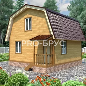 Проект дома из бруса 6 на 6 с мансардой БД-138 главный вид