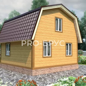 Проект дома из бруса 6 на 6 с мансардой БД-138 вид слева