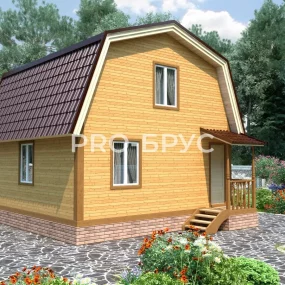 Проект дома из бруса 6 на 6 с мансардой БД-138 вид сзади