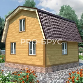 Проект дома из бруса 6 на 6 с мансардой БД-138 вид справа