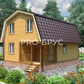 Проект дома из бруса 6 на 8 с мансардой БД-139 главный вид