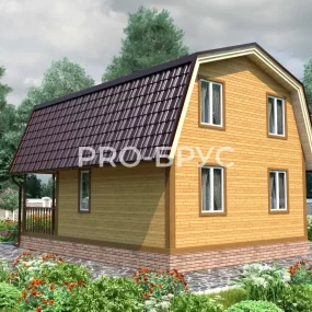 Проект дома из бруса 6 на 8 с мансардой БД-139 вид справа