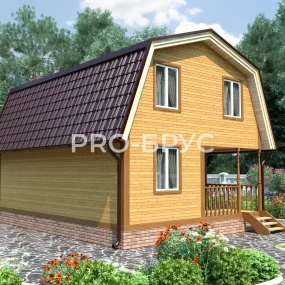 Проект дома из бруса 6 на 8 с мансардой БД-139 вид спереди