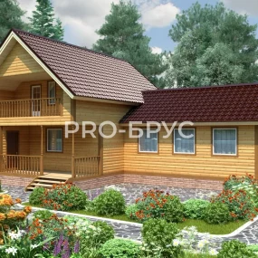 Проект дома из бруса 9 на 14 с мансардой БД-140 главный вид