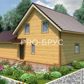 Проект дома из бруса 9 на 14 с мансардой БД-140 вид слева