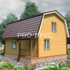 Проект дома из бруса 7 на 8 с мансардой БД-141 вид справа