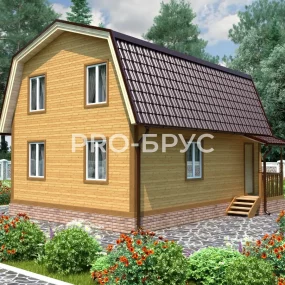 Проект дома из бруса 7 на 8 с мансардой БД-141 главный вид