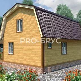 Проект дома из бруса 7 на 8 с мансардой БД-141 вид слева