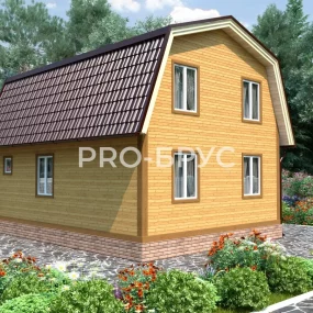 Проект дома из бруса 7 на 8 с мансардой БД-141 вид спереди