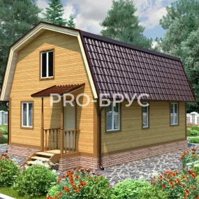 Проект дома из бруса 6 на 9 с мансардой БД-142 главный вид