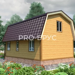 Проект дома из бруса 6 на 9 с мансардой БД-142 вид справа