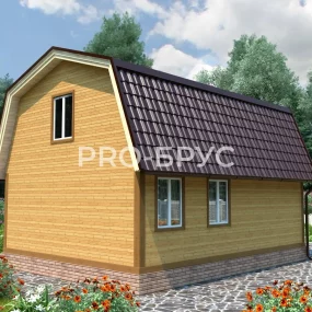 Проект дома из бруса 6 на 9 с мансардой БД-142 вид слева