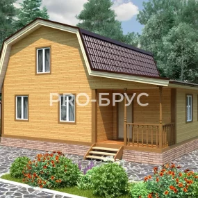 Проект дома из бруса 7 на 9 с мансардой БД-143 главный вид