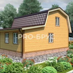 Проект дома из бруса 7 на 9 с мансардой БД-143 вид справа