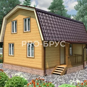 Проект дома из бруса 7 на 8 с мансардой БД-144 главный вид