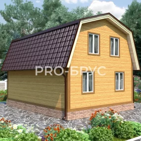 Проект дома из бруса 7 на 8 с мансардой БД-144 вид справа