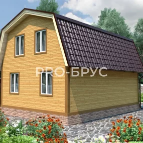 Проект дома из бруса 7 на 8 с мансардой БД-144 вид спереди