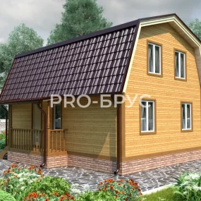 Проект дома из бруса 7 на 8 с мансардой БД-144 вид слева