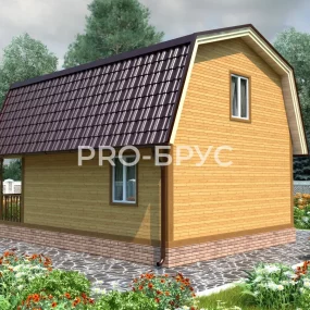 Проект дома из бруса 6 на 8 с мансардой БД-145 вид справа