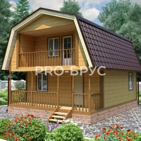 Проект дома из бруса 6 на 8 с мансардой БД-145 главный вид