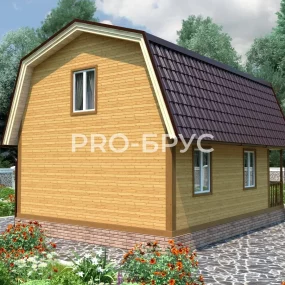 Проект дома из бруса 6 на 8 с мансардой БД-145 вид слева