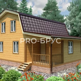 Проект дома из бруса 8 на 9 с мансардой БД-146 главный вид