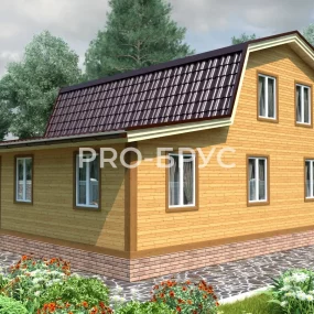 Проект дома из бруса 8 на 9 с мансардой БД-146 вид справа