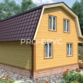 Проект дома из бруса 8 на 9 с мансардой БД-146 вид спереди