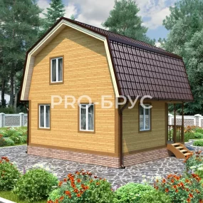 Проект дома из бруса 6 на 6 с мансардой БД-147 вид справа