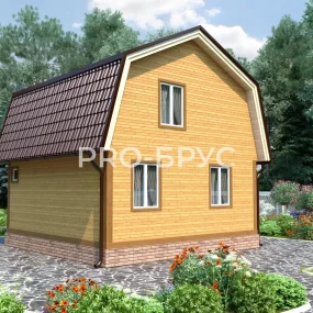 Проект дома из бруса 6 на 6 с мансардой БД-147 вид слева