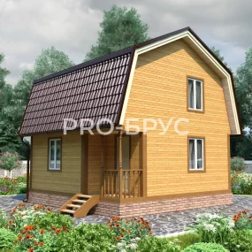 Проект дома из бруса 6 на 6 с мансардой БД-147 главный вид