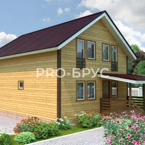 Проект дома из бруса 7 на 12 с мансардой БД-149 вид справа