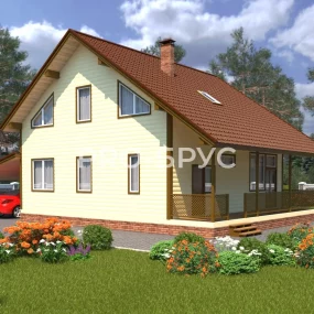 Проект дома из бруса 10 на 12 с мансардой БД-150 главный вид