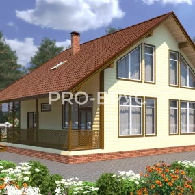 Проект дома из бруса 10 на 12 с мансардой БД-150 вид слева