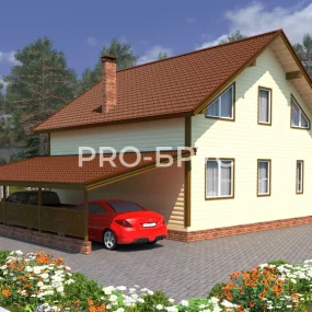 Проект дома из бруса 10 на 12 с мансардой БД-150 вид справа