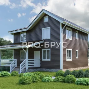 Проект дома из бруса 9 на 13 двухэтажный БД-151 вид справа