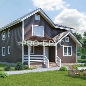 Проект дома из бруса 9 на 13 двухэтажный БД-151 главный вид