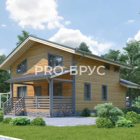 Проект дома из бруса 9 на 13 двухэтажный БД-152 главный вид