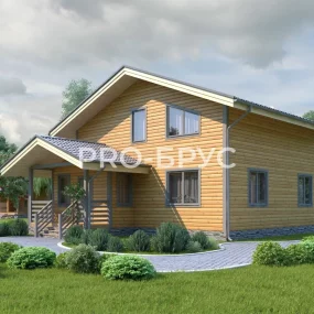 Проект дома из бруса 9 на 13 двухэтажный БД-152 вид слева