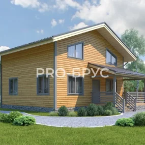 Проект дома из бруса 9 на 13 двухэтажный БД-152 вид спереди