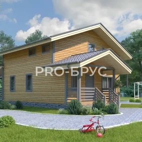 Проект дома из бруса 9 на 13 двухэтажный БД-152 вид справа