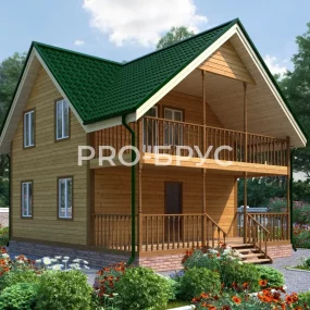 Проект дома из бруса 7 на 8 с мансардой БД-153 главный вид